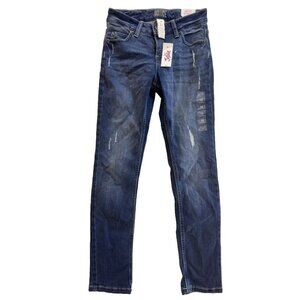 NWT Justice Jeans Girls 10 Super Skinny Distressed Mid Rise Soft Stretch Kids